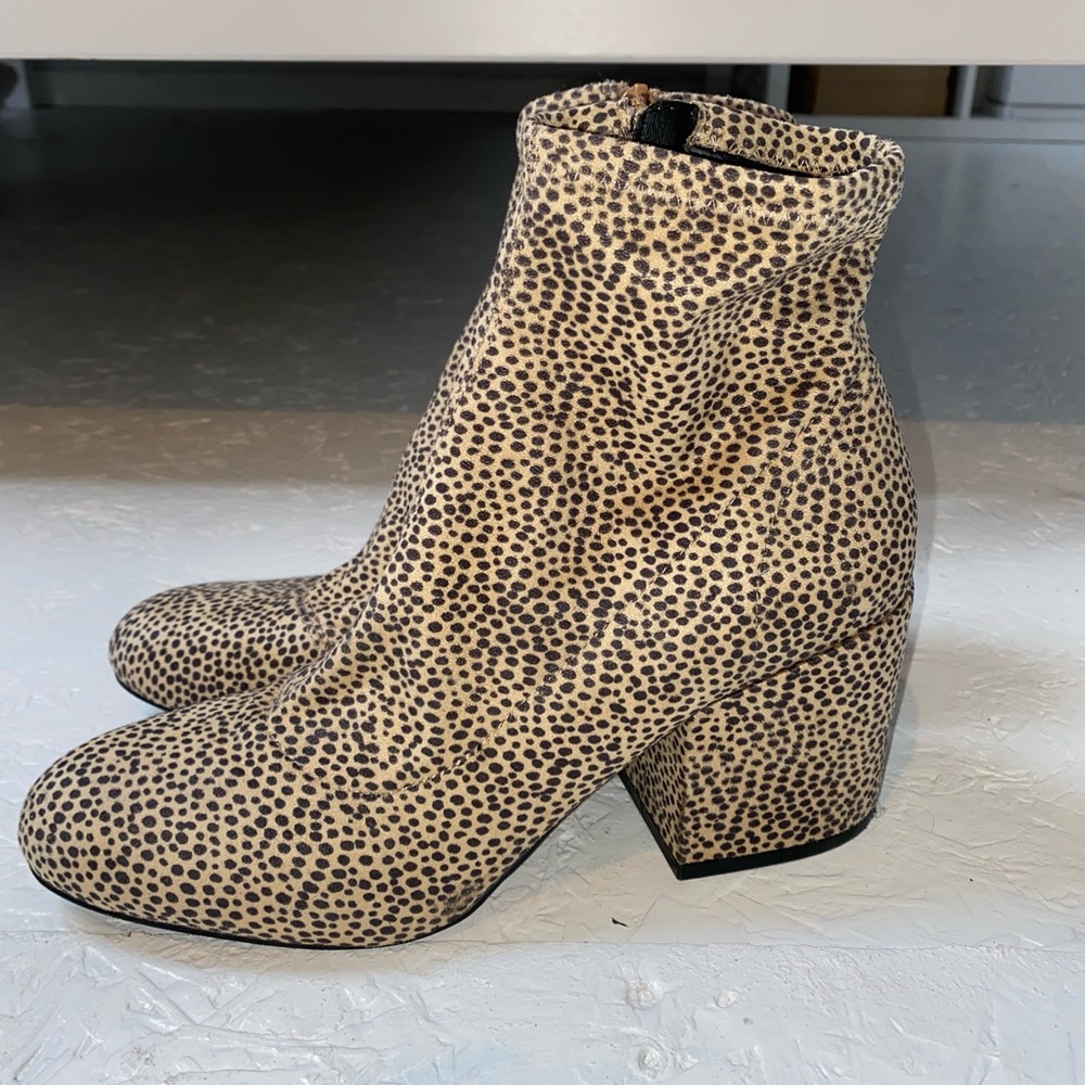 Cheetah print block heel boot